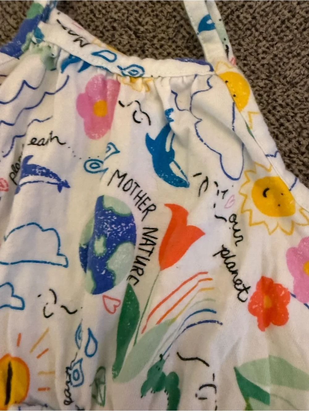 Old Navy White Multicolor Nature & Rainbow Print Dress